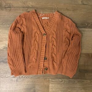 Terracotta Cable Knit Cardigan